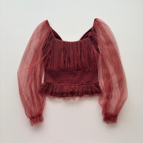 Anthropologie Puff Sleeve Top in Red - Picture 2 of 9